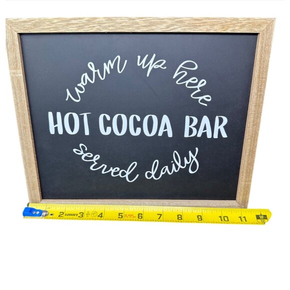 Hot Cocoa Bar Wall Sign 11x9 Rustic Chalkboard Look Daily Kitchen Decor Winter - Picture 7 of 11